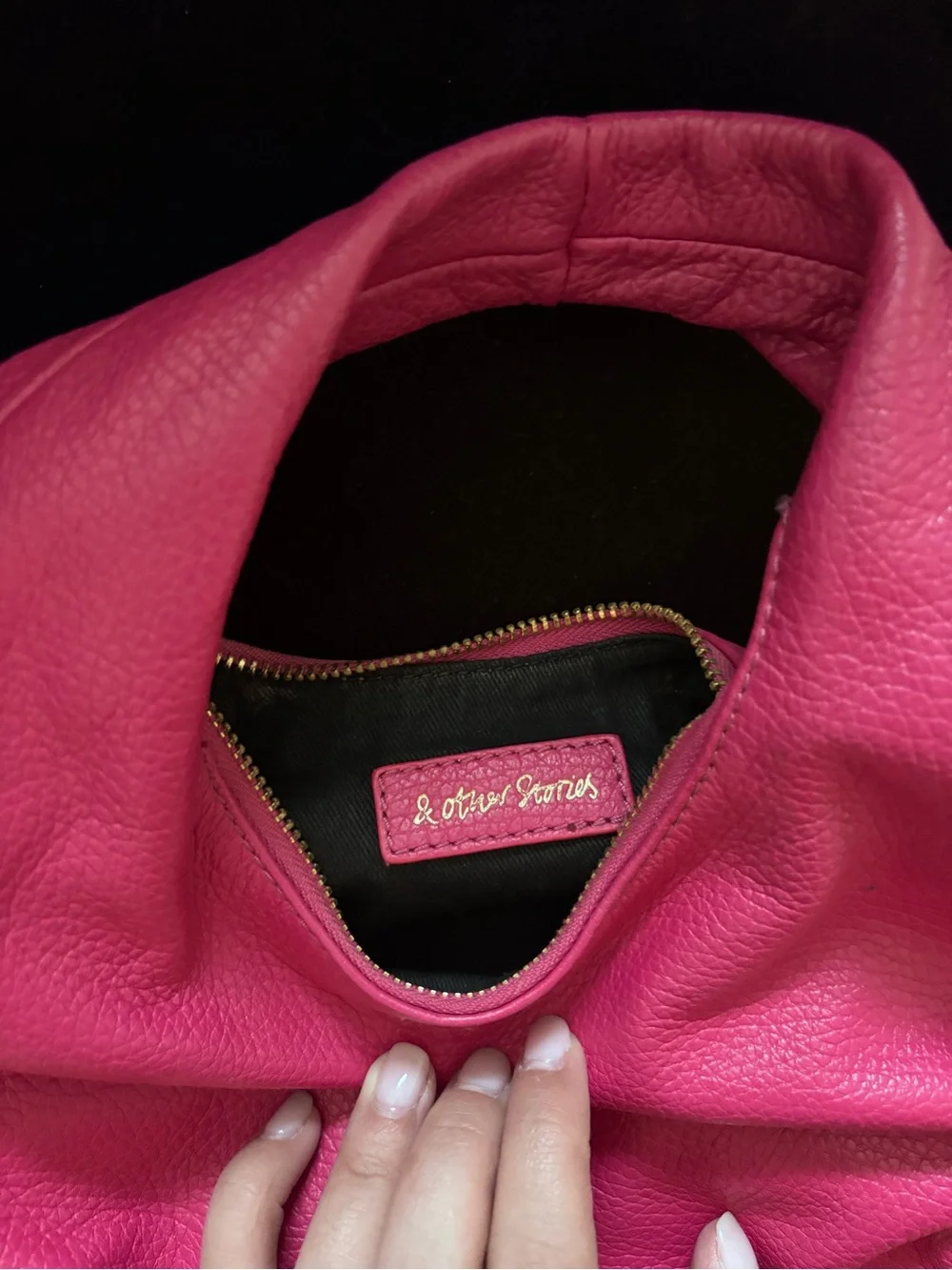 & Other Stories Pink Leather Hobo Bag
